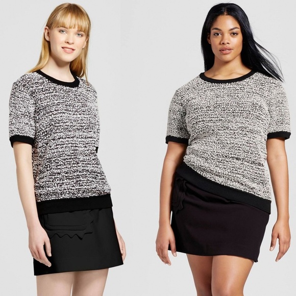 VICTORIA BECKHAM x TARGET Black Twill Scallop Pocket A-Line Mini Skirt NWT - Picture 1 of 8